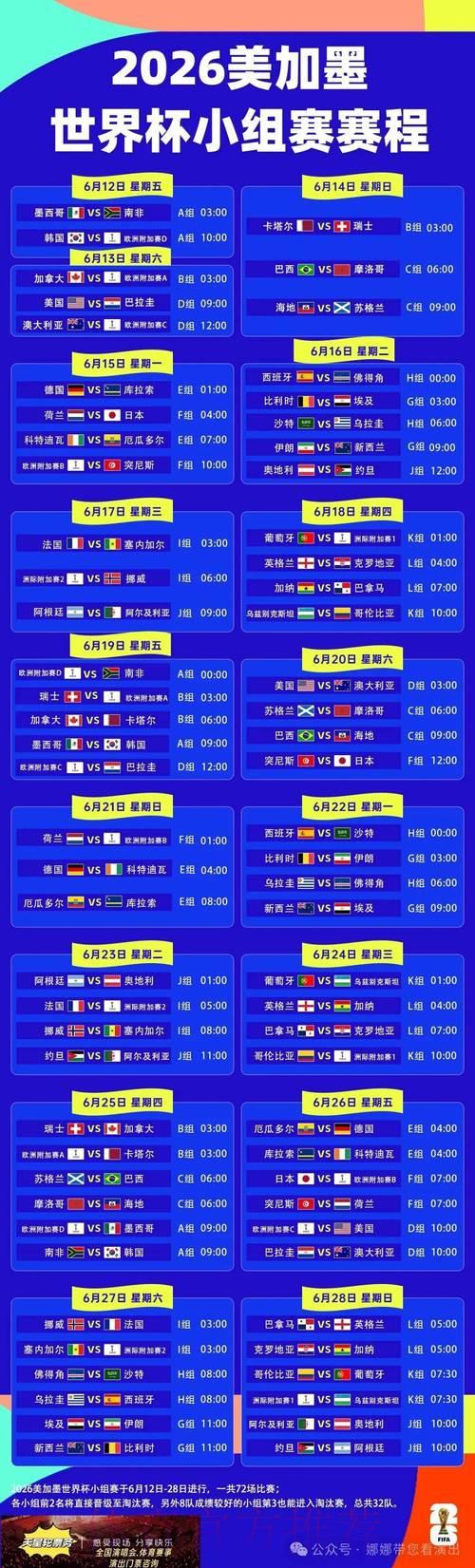 世界杯最新赛程时间正式发布 世界杯最新赛程时间正式发布